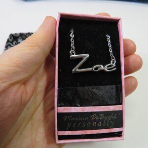 Zoe necklace with gift box silver toned 18 in personalized jewelry